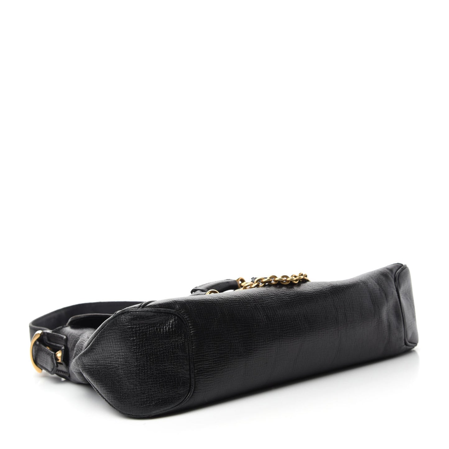 Calfskin Horsebit Flap Bag Black