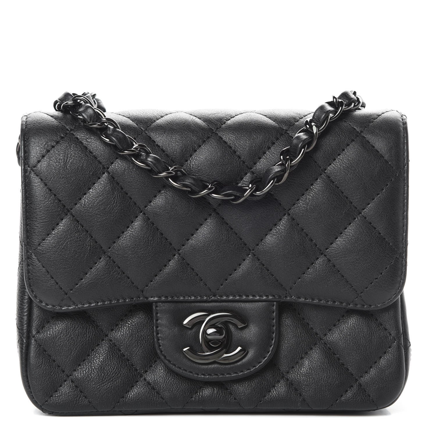 Chanel Crumpled Calfskin Quilted Mini Square Flap So Black 1 of 11
