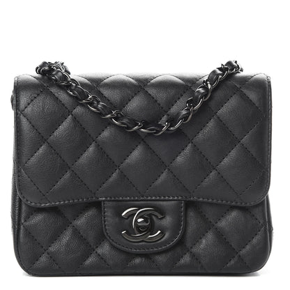 Chanel Crumpled Calfskin Quilted Mini Square Flap So Black 1 of 11