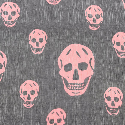 Alexander McQueen Silk Chiffon Skull Scarf Black Pink 6 of 7