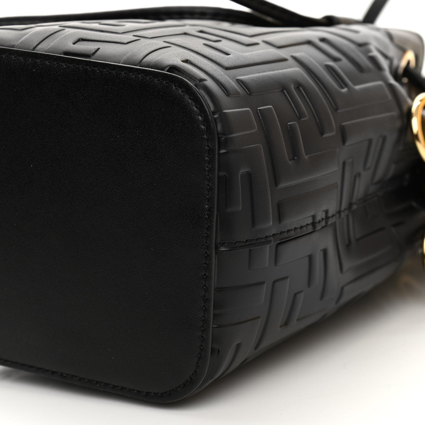 Vitello Liberty F is Fendi FF 1974 Embossed Mini Mon Tresor Bucket Bag Black