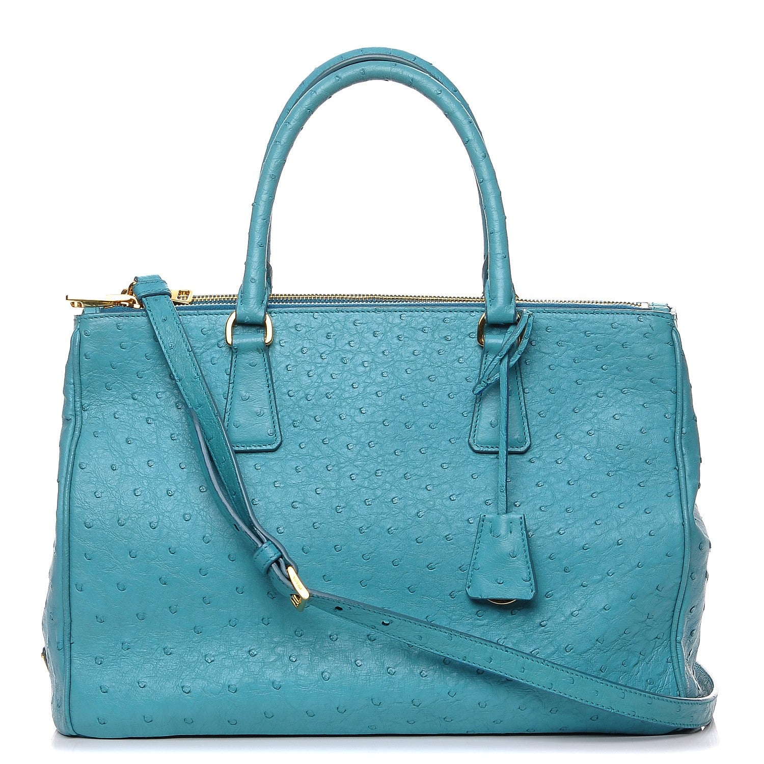 Prada Ostrich Medium Galleria Double Zip Tote Turchese 1 of 8