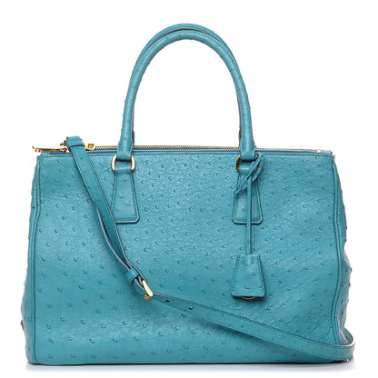 Prada Ostrich Medium Galleria Double Zip Tote Turchese 1 of 8