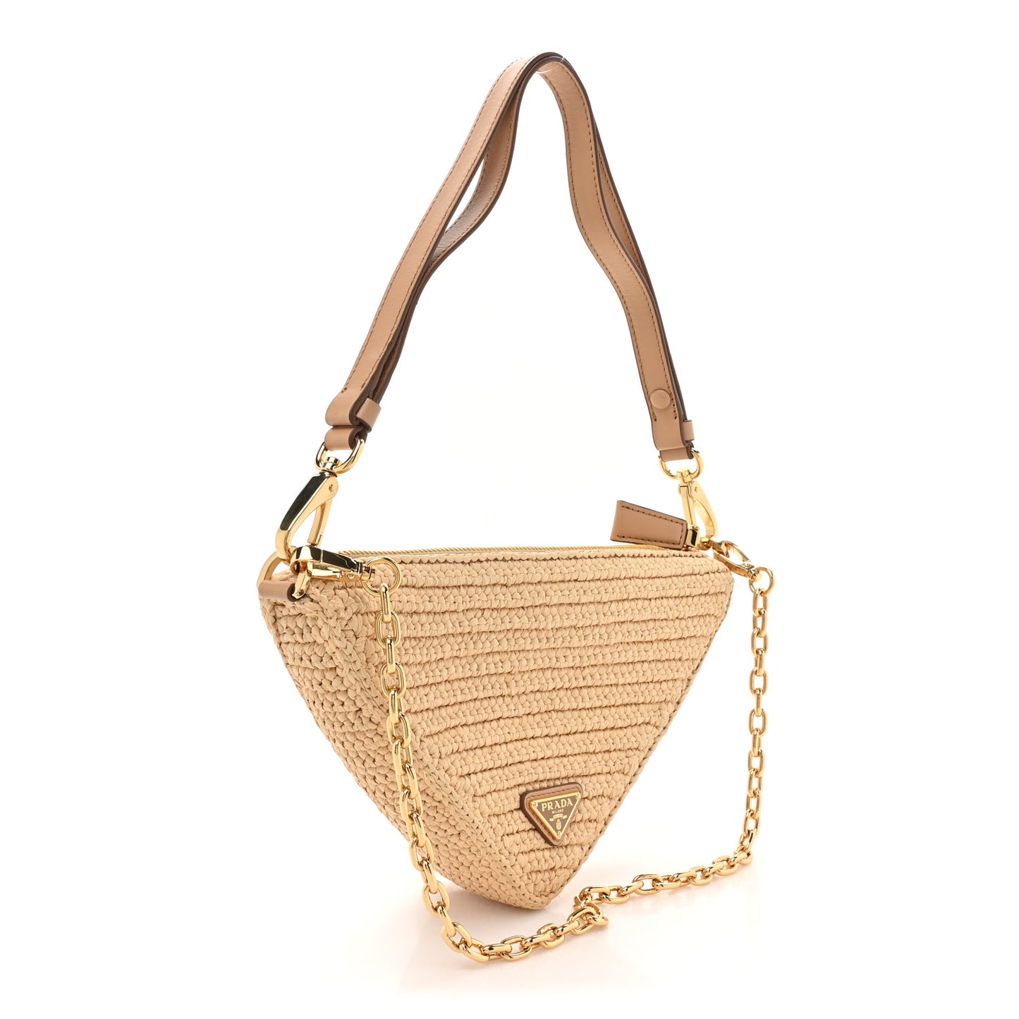Yarn Raffia Effect Crochet Triangle Shoulder Bag Naturale