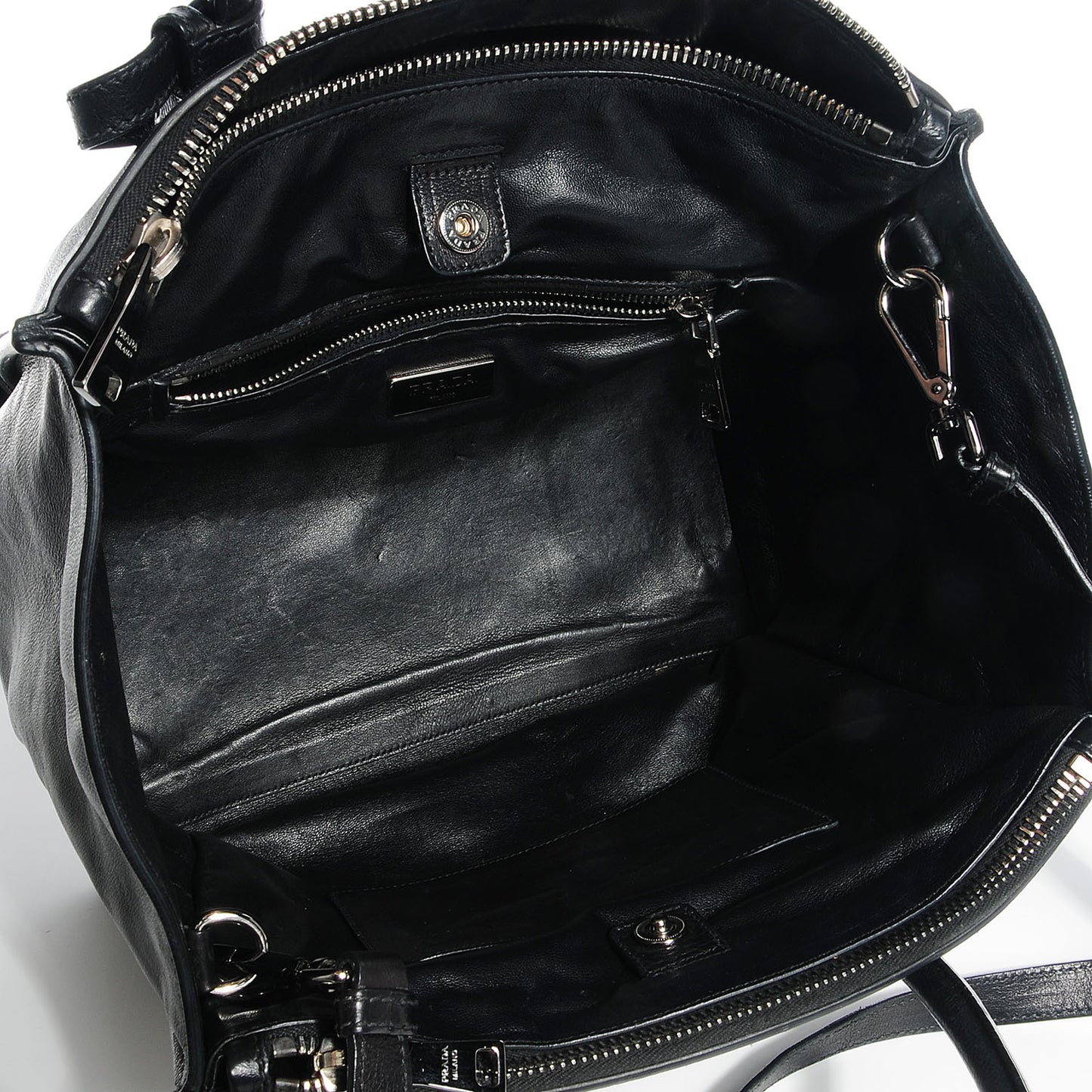 Glace Calf Twin Pocket Tote Nero Black