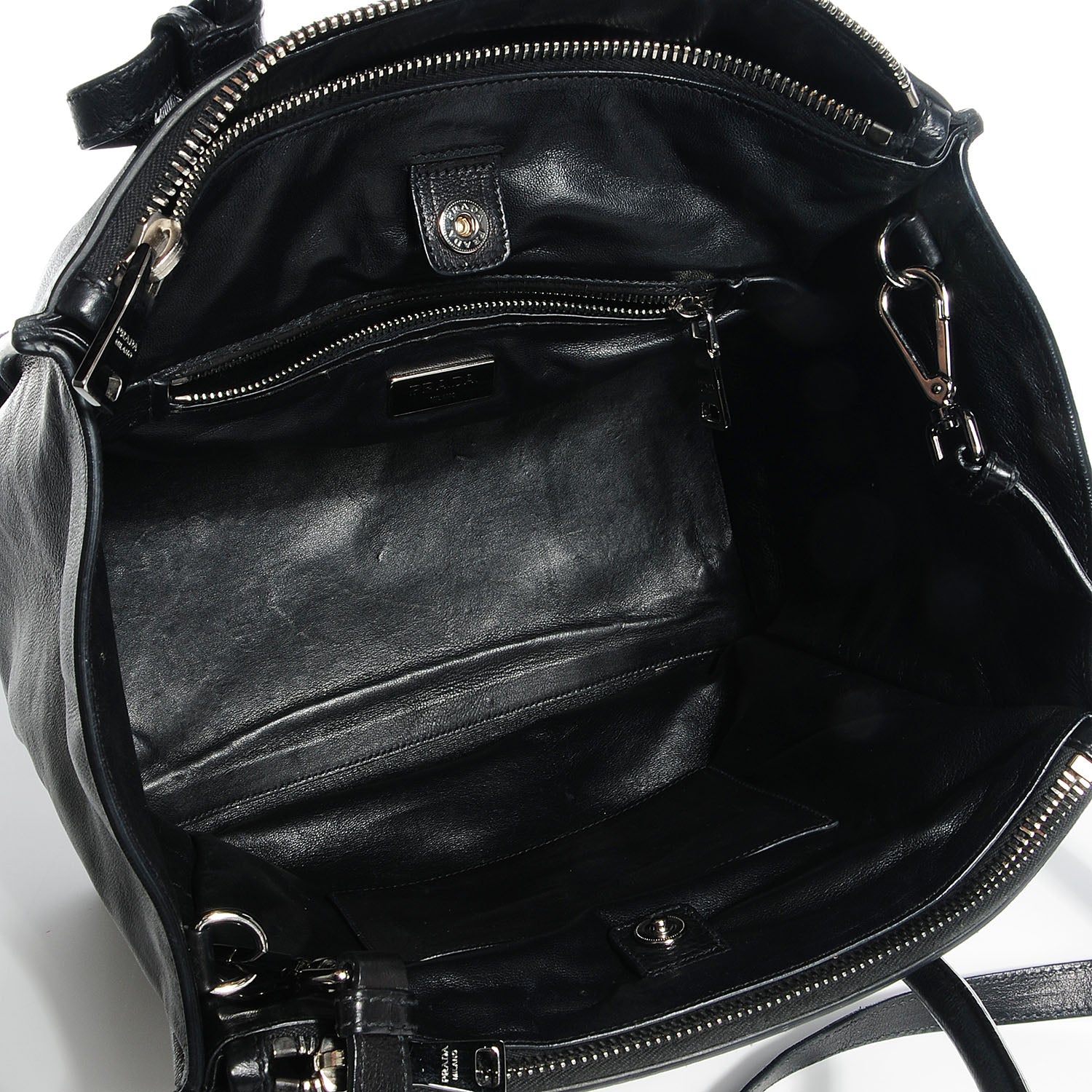 Prada Glace Calf Twin Pocket Tote Nero Black 9 of 14