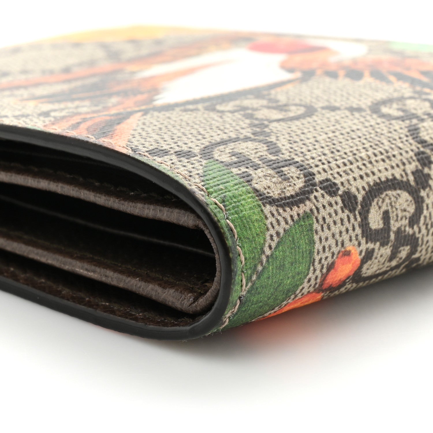 Gucci GG Supreme Monogram Tian Bi-Fold Wallet Beige Multicolor New Acero 11 of 15