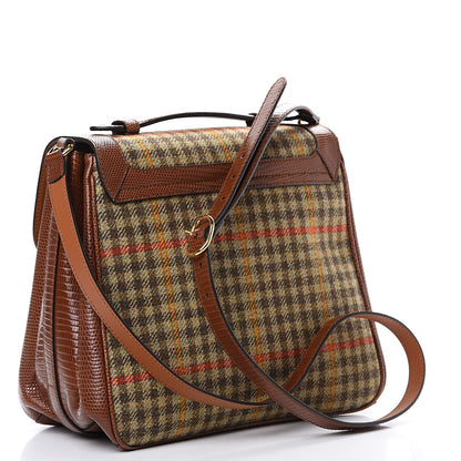 Gucci Tweed Calfskin Lizard Embossed Side Messenger Bag Brown 2 of 11