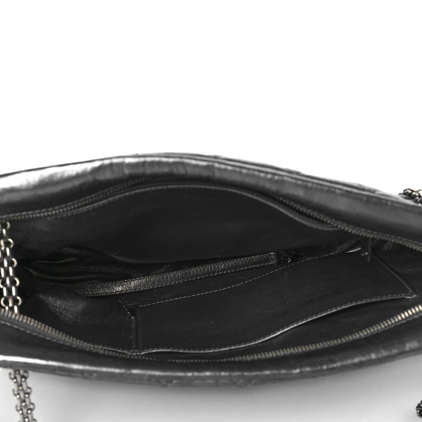 Metallic Aged Calfskin Quilted Large Reissue Camera Case Silver
