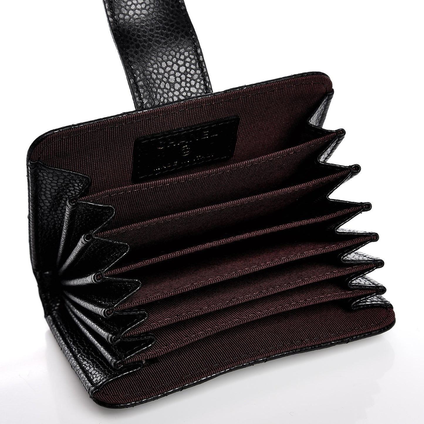 Caviar Quilted Gusseted Card Holder Black