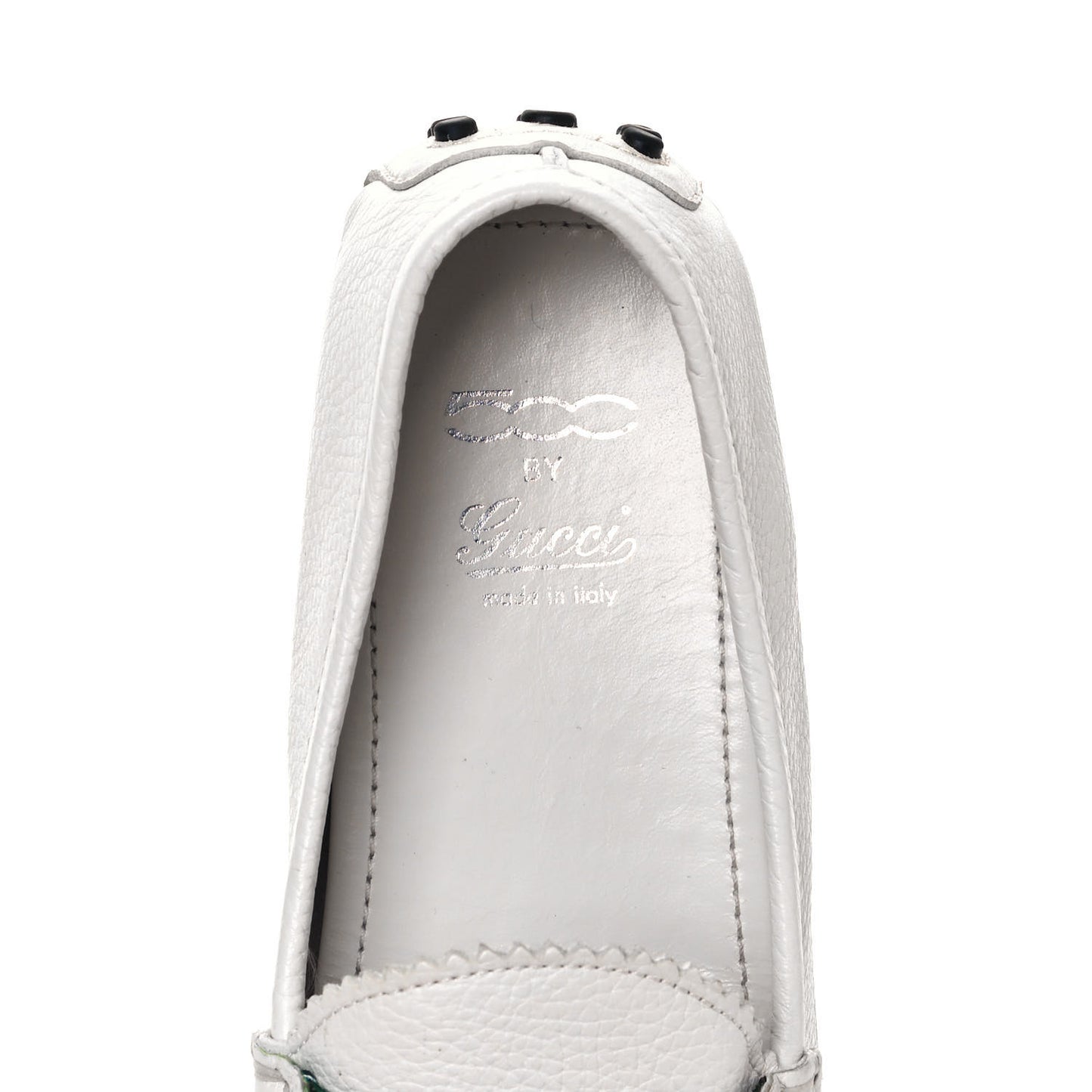 Calfskin Horsebit Web Womens Driver Loafers 38.5 White