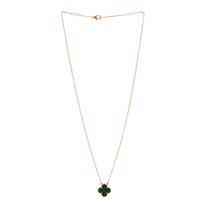 Van Cleef & Arpels 18K Yellow Gold Malachite Vintage Alhambra Pendant Necklace 3 of 5
