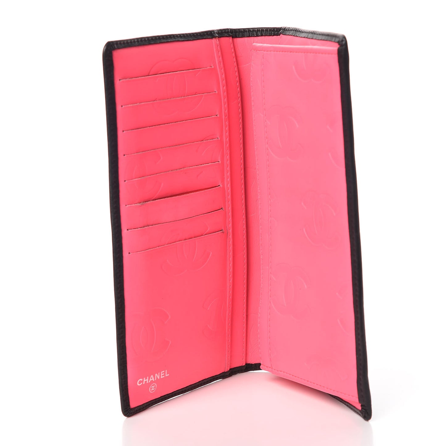 Calfskin Quilted Cambon Yen Wallet Black