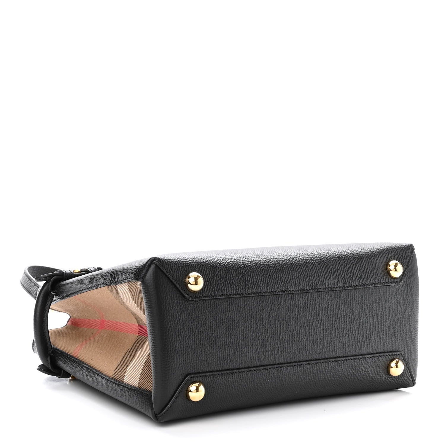 Burberry Derby Calfskin House Check Small Banner Tote Black 4 of 9