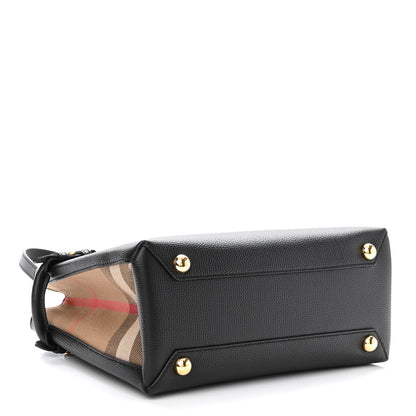 Burberry Derby Calfskin House Check Small Banner Tote Black 4 of 9