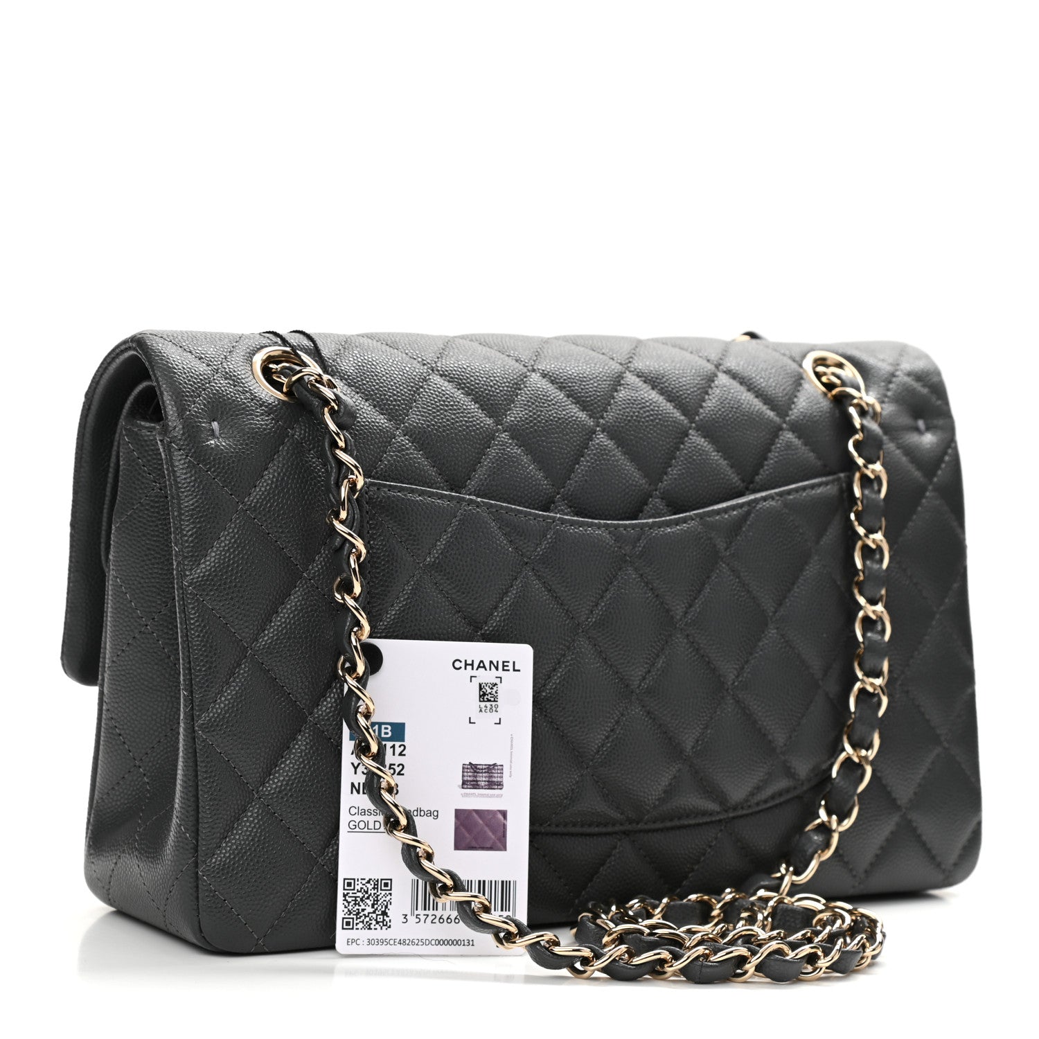 Chanel Caviar Quilted Medium Double Flap Dark Grey 3 of 12