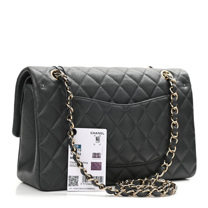 Chanel Caviar Quilted Medium Double Flap Dark Grey 3 of 12