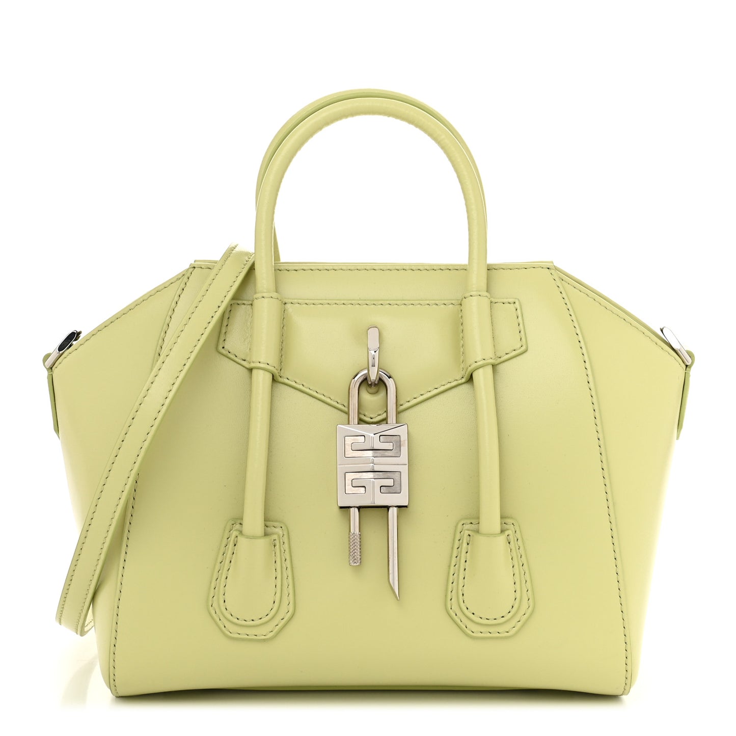 Box Calfskin Mini Lock Antigona Shoulder Bag Avocado Green