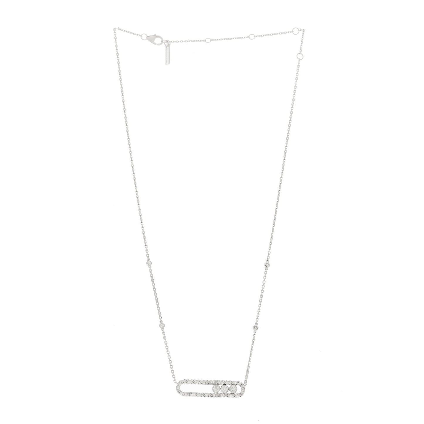 18K White Gold Diamond Move Pave Necklace