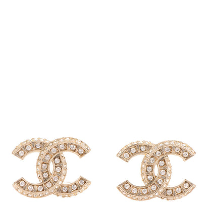 Chanel Crystal CC Earrings Light Gold 1 of 5