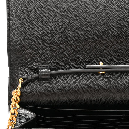 Saint Laurent Grain De Poudre Monogram Chain Wallet Black 15 of 17