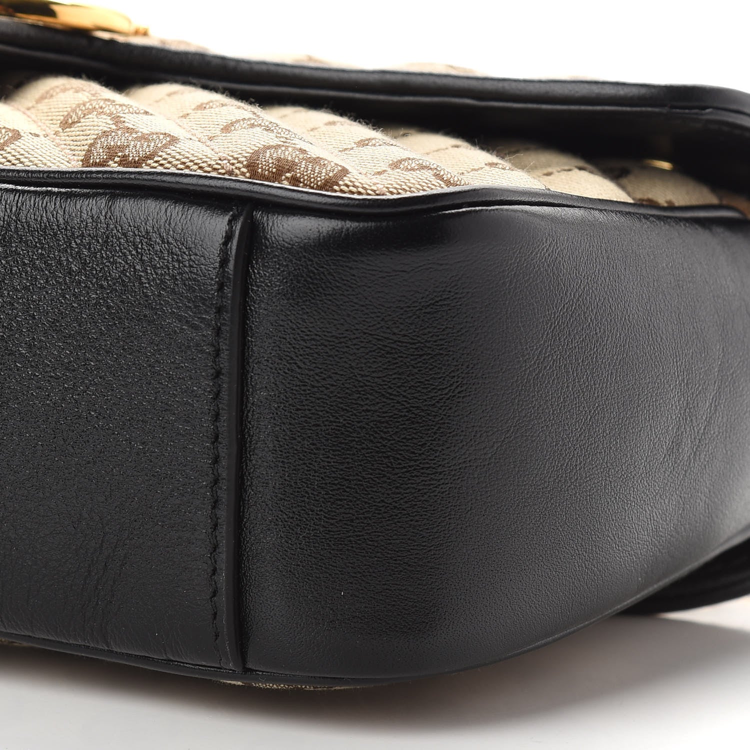 Gucci Monogram Matelasse Diagonal Small GG Marmont Shoulder Bag Beige Black 9 of 9