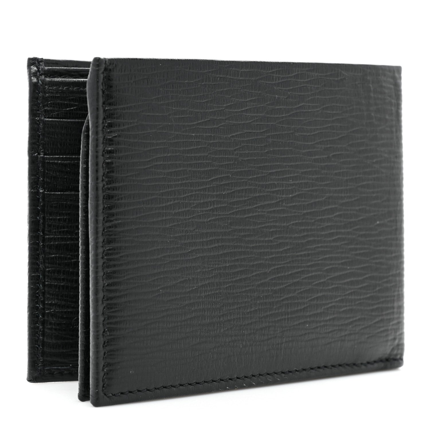 Salvatore Ferragamo Mens Stamped Calfskin Revival Bi-Fold Wallet Black 3 of 9