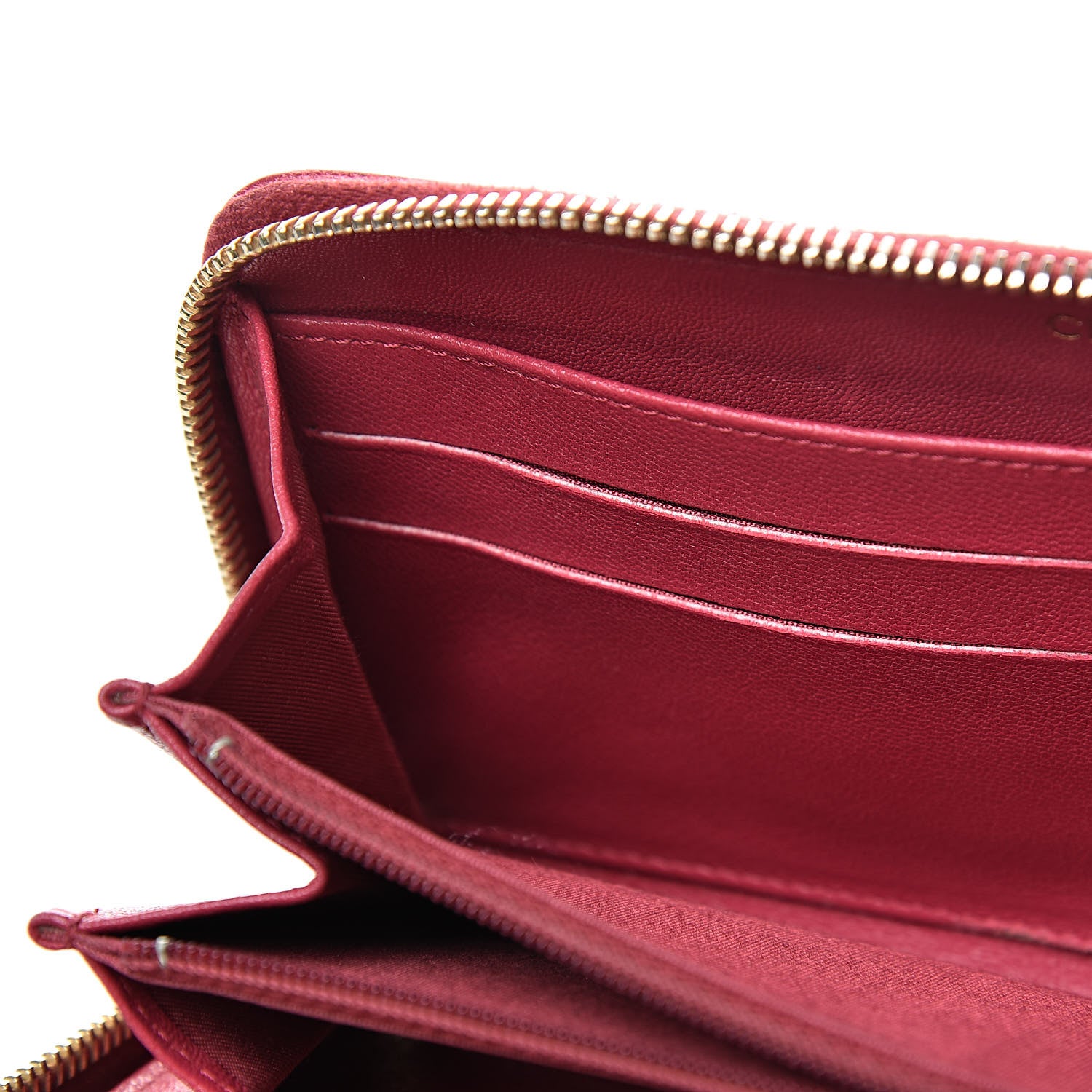 Chanel Sheepskin Chevron Quilted Mademoiselle Vintage Zip Around Wallet Dark Pink 11 of 20