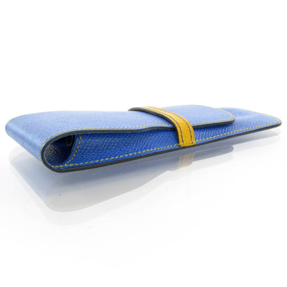 Hermes Courchevel Pen Case Bleu France and Jaune 4 of 5