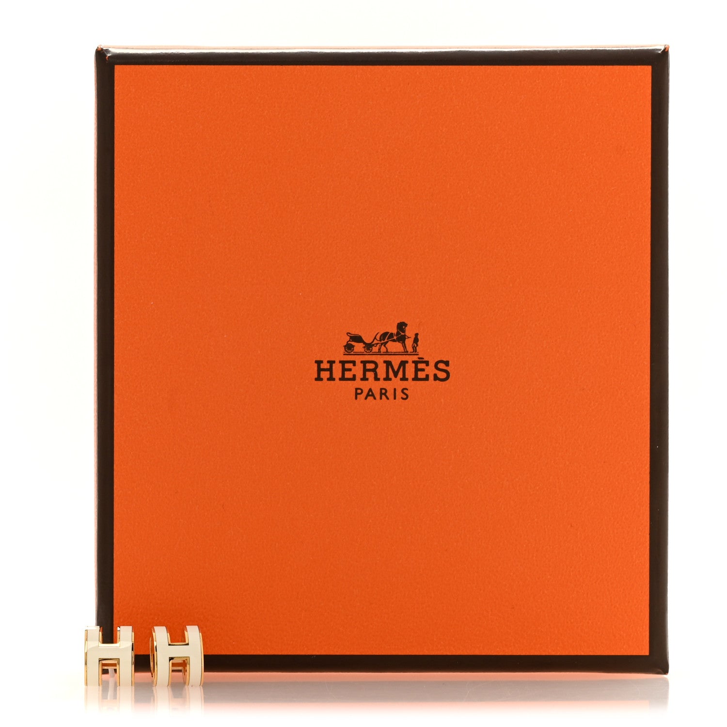 Hermes Gold Lacquered Mini Pop H Earrings White 5 of 5