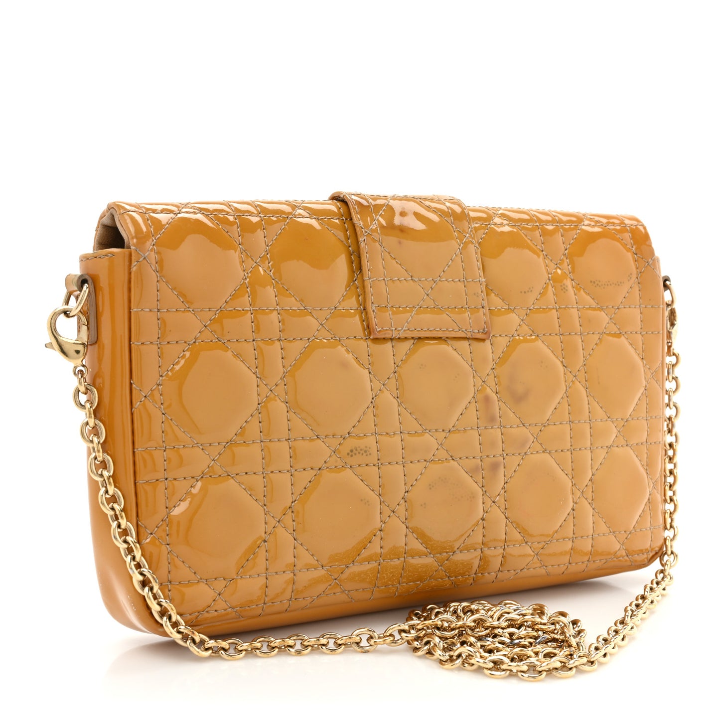 Patent Cannage Miss Dior Promenade Pouch Yellow