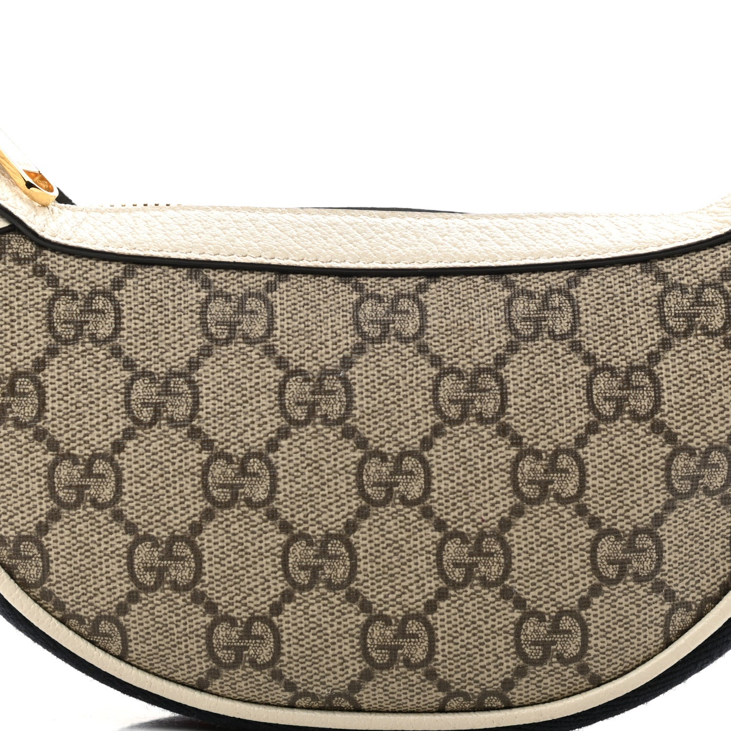 Gucci GG Supreme Monogram Textured Dollar Calfskin Web Mini Ophidia Half Moon Hobo Beige Ebony Mystic White 8 of 10