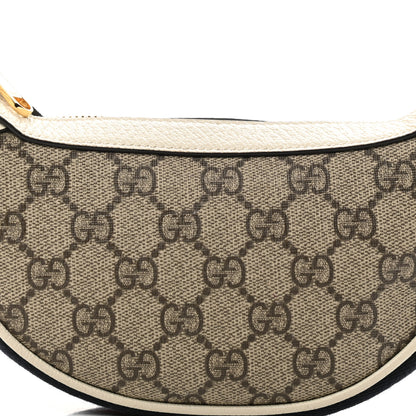 Gucci GG Supreme Monogram Textured Dollar Calfskin Web Mini Ophidia Half Moon Hobo Beige Ebony Mystic White 8 of 10