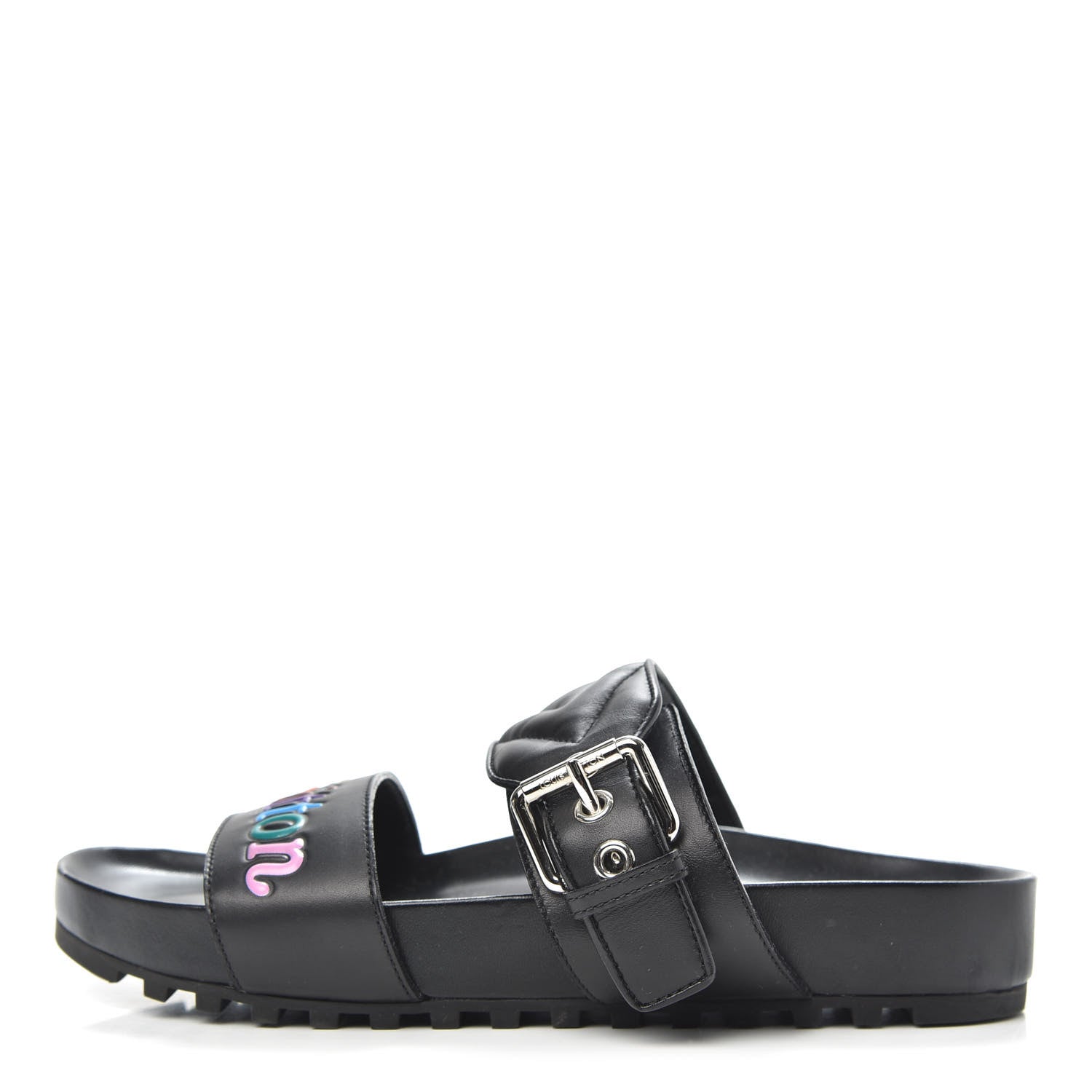Louis Vuitton Calfskin New Wave Bom Dia Mule Sandals 37 Black 1 of 9