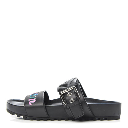 Louis Vuitton Calfskin New Wave Bom Dia Mule Sandals 37 Black 1 of 9