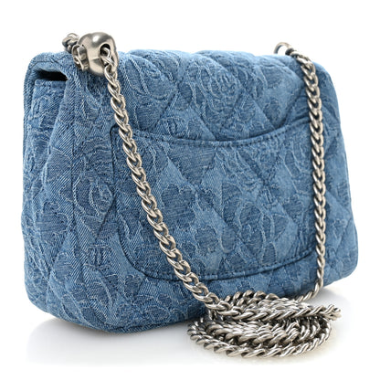 Chanel Denim Quilted Camellia Sweetheart Mini Flap Blue 3 of 10