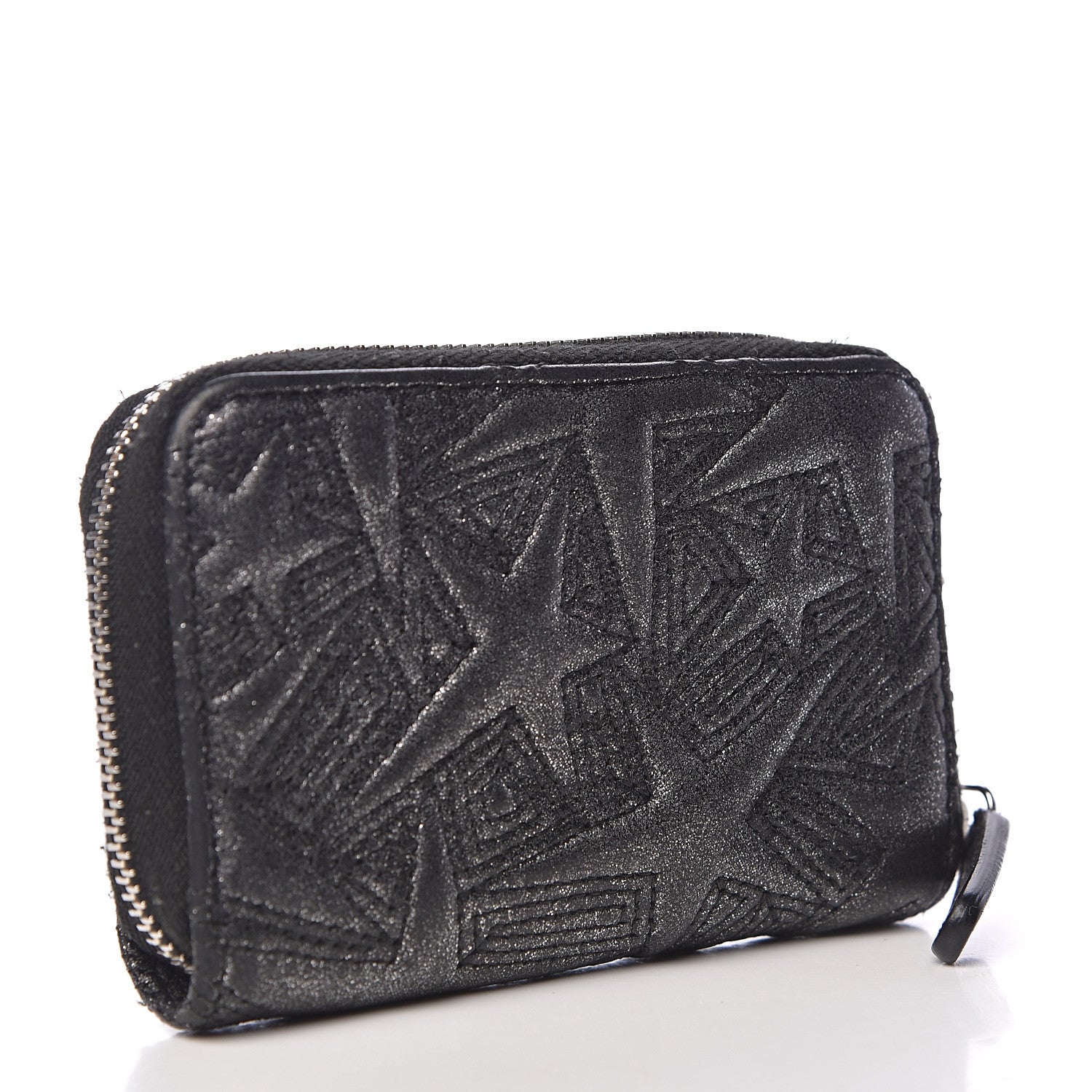 Chanel Metallic Lambskin Star Embossed Coin Purse Case Dark Grey 3 of 9
