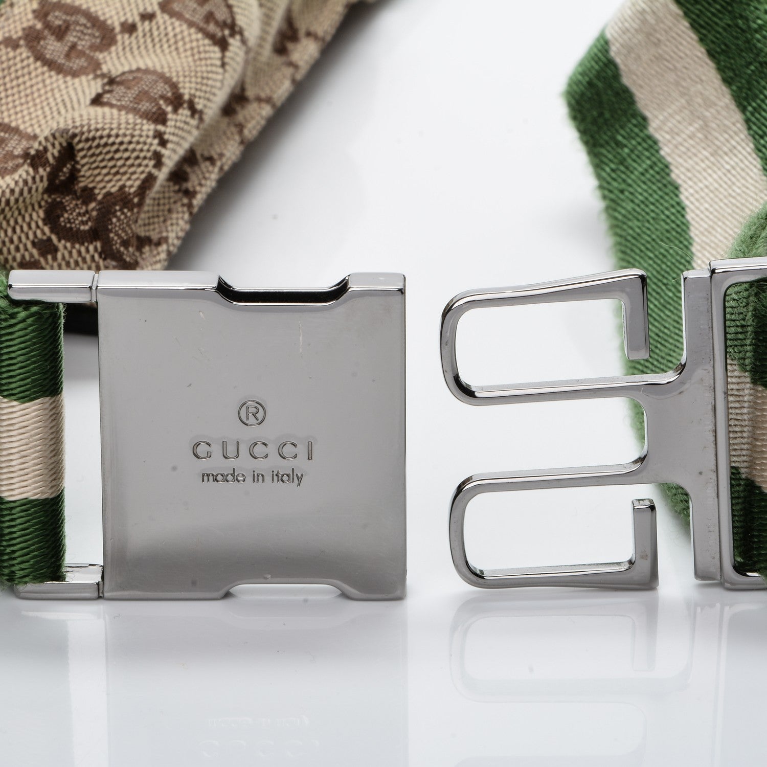 Gucci GG Monogram Web Double Pocket Belt Bag Green 5 of 7