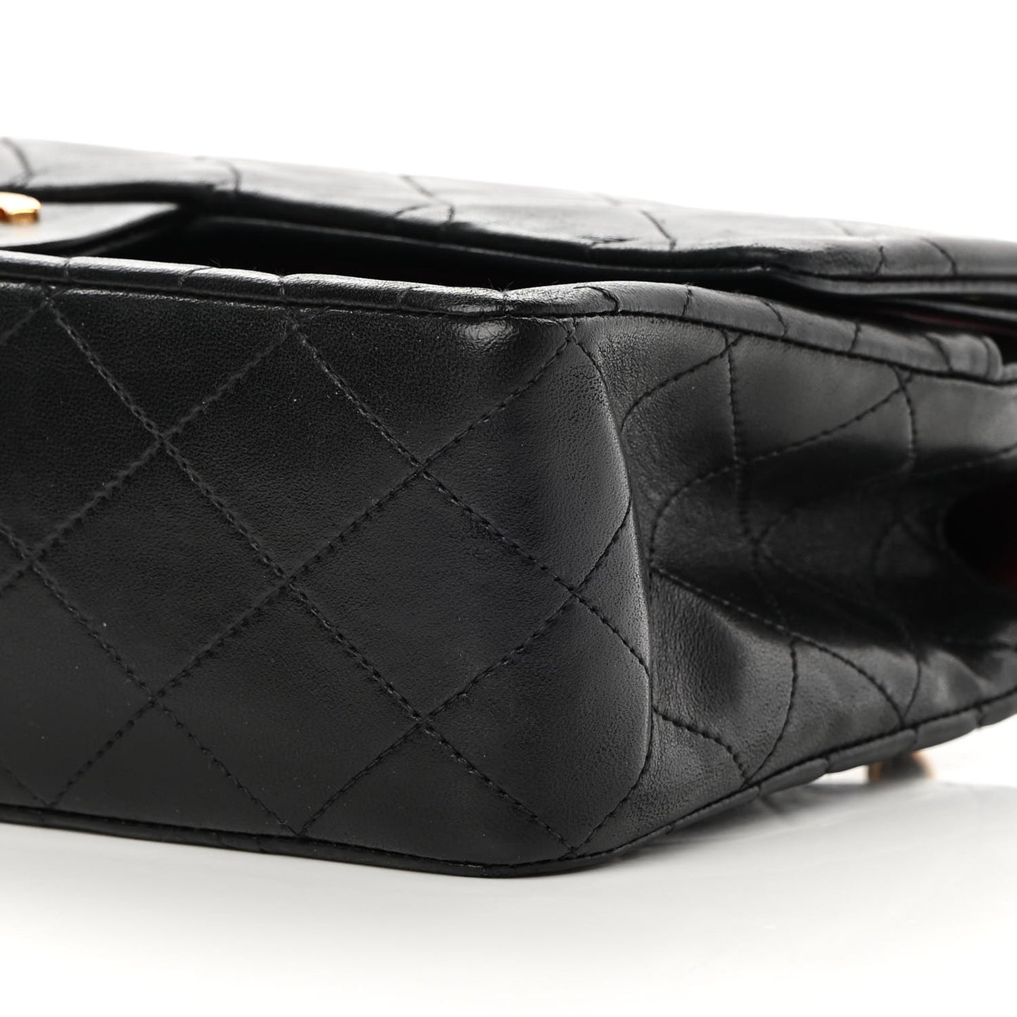 Lambskin Quilted Medium Double Flap Black