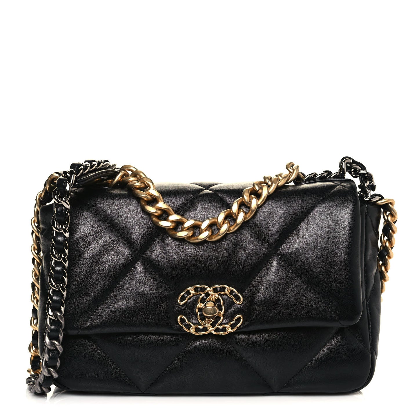 Lambskin Quilted Medium Chanel 19 Flap Black