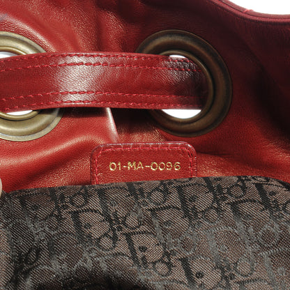 Christian Dior Lambskin Cannage Drawstring Bag Red 7 of 7