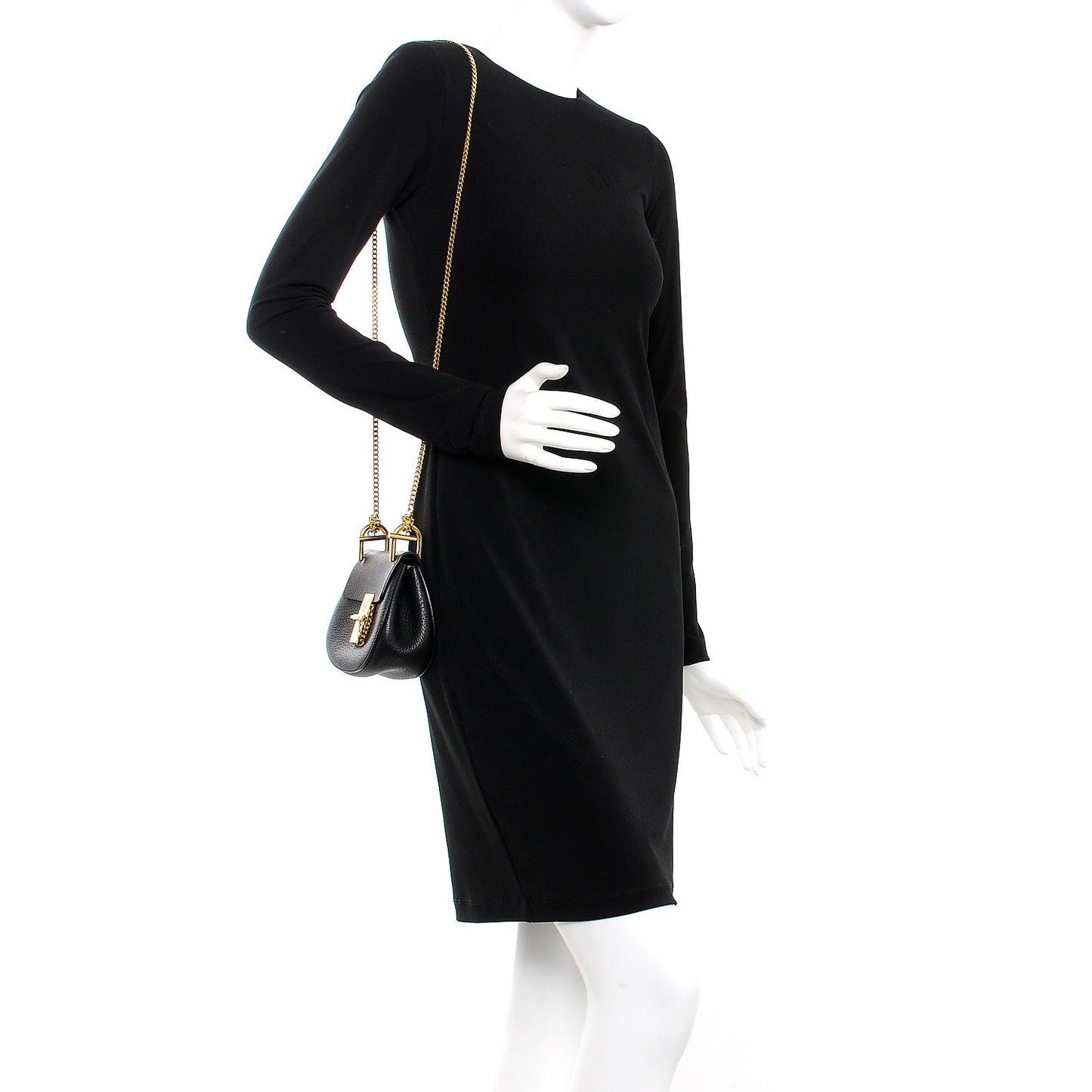 Grained Lambskin Mini Drew Shoulder Bag Black