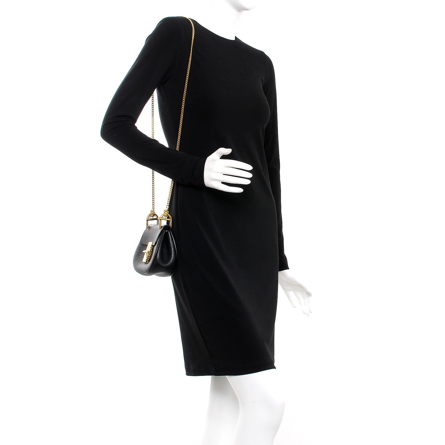 Chloe Grained Lambskin Mini Drew Shoulder Bag Black 2 of 8