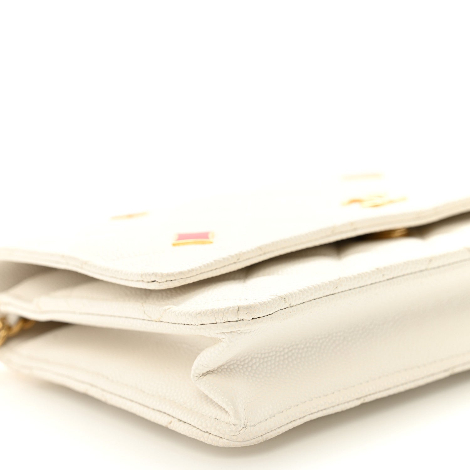 Chanel Caviar Quilted Enamel Coco Casino Wallet On Chain WOC White 10 of 11