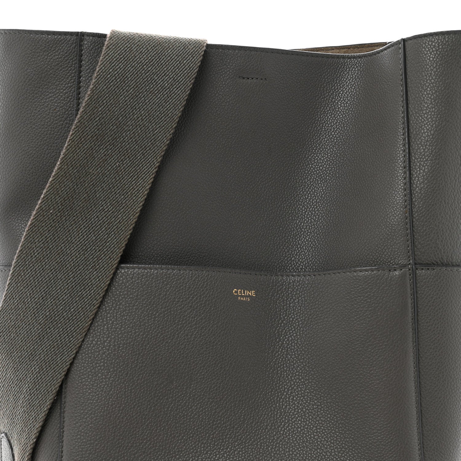 Celine Soft Grained Calfskin Sangle Bucket Bag Kohl 8 of 13