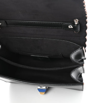 Fendi Vitello Liberty Fun Fair Embossed Scalloped Small Kan I Shoulder Bag Black Multicolor 5 of 8