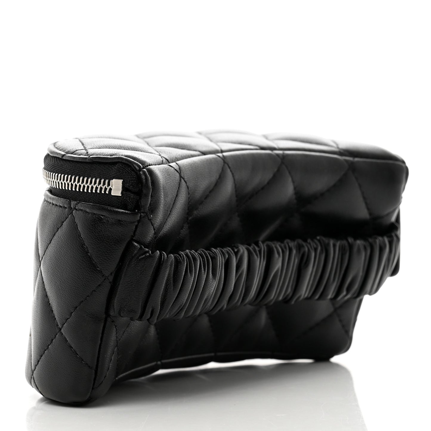 Lambskin Quilted Arm Coin Purse Black