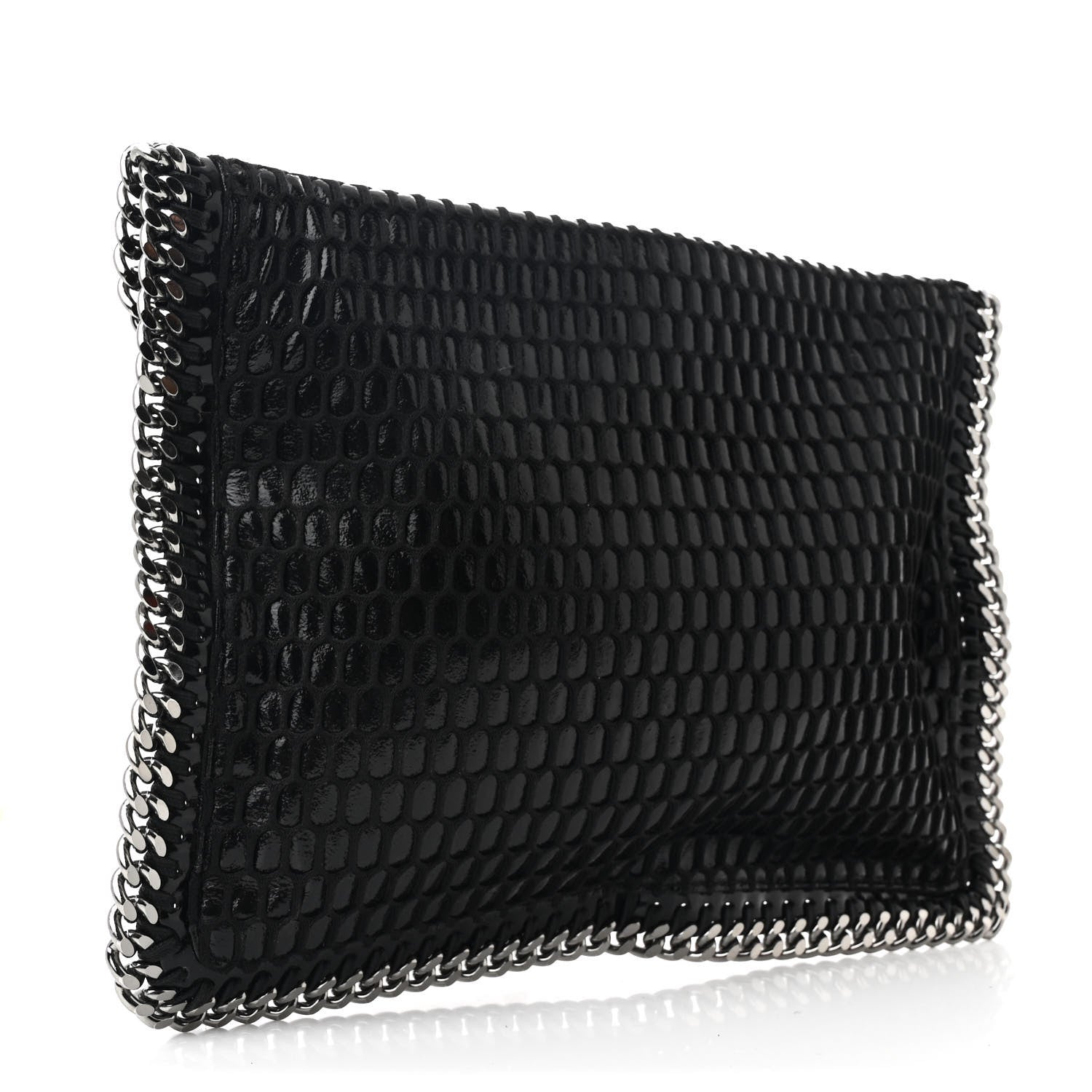 Stella McCartney Patent Net Fold Over Falabella Clutch Black 2 of 8