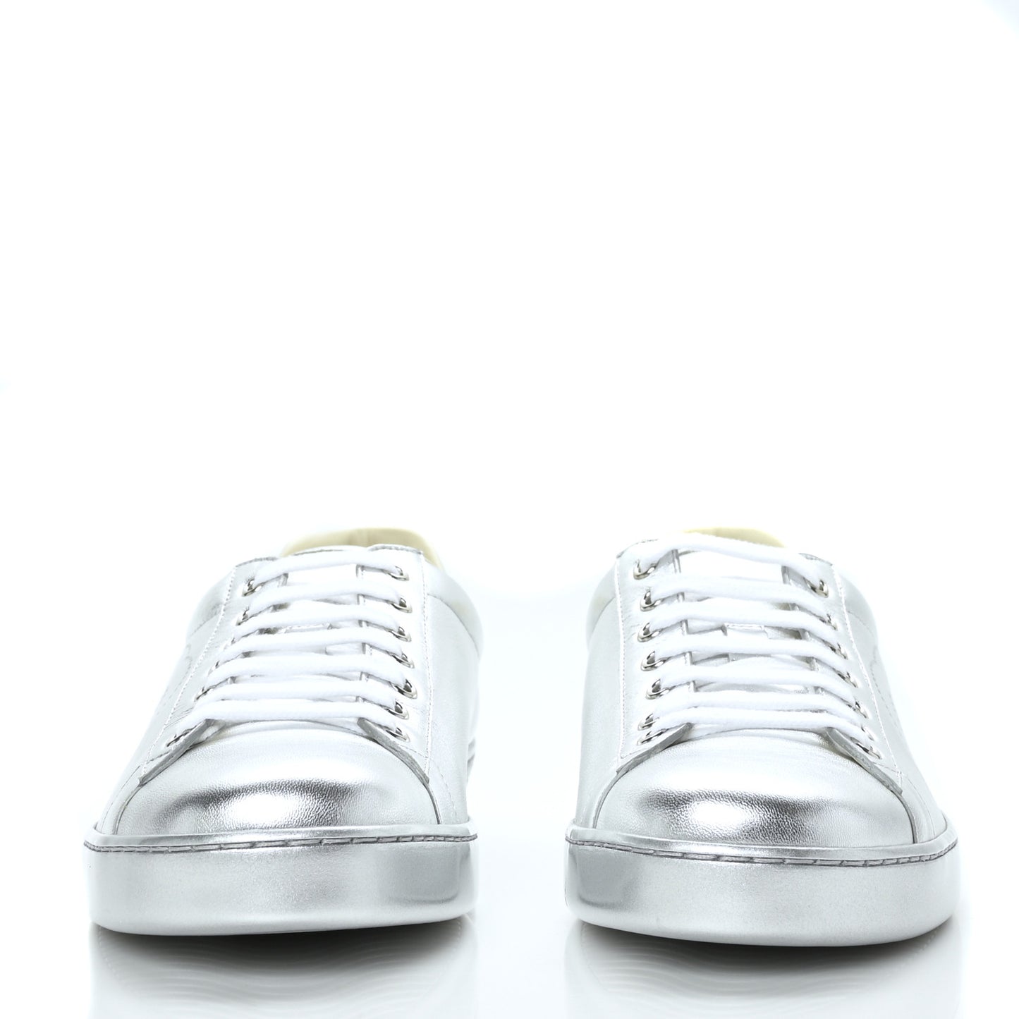 Metallic Nappa Interlocking G Perforated Mens Ace Sneakers 8 Argento