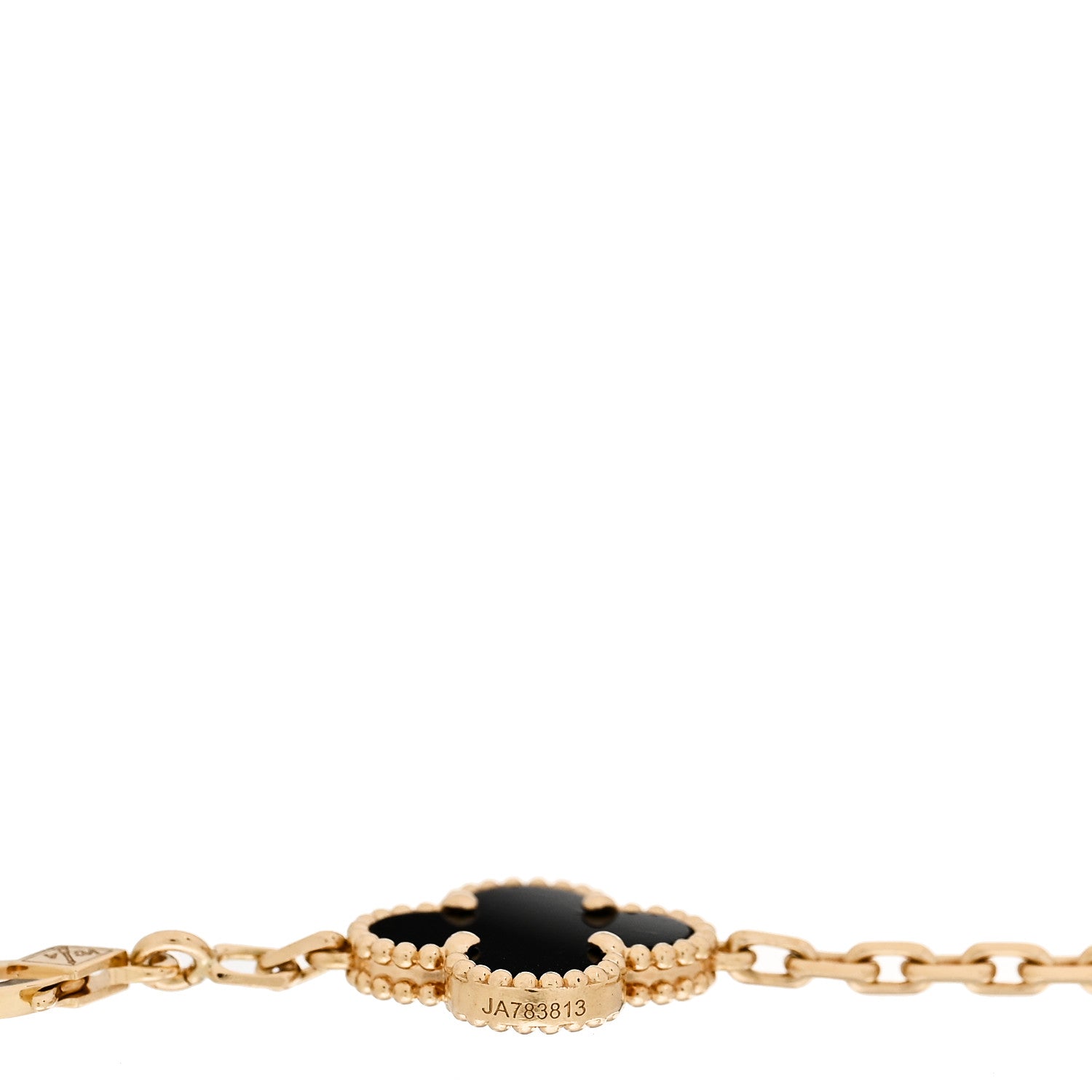 Van Cleef & Arpels 18K Yellow Gold Black Onyx 5 Motifs Vintage Alhambra Bracelet 4 of 5